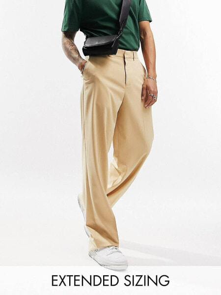 ASOS DESIGN  wide smart trousers in stone