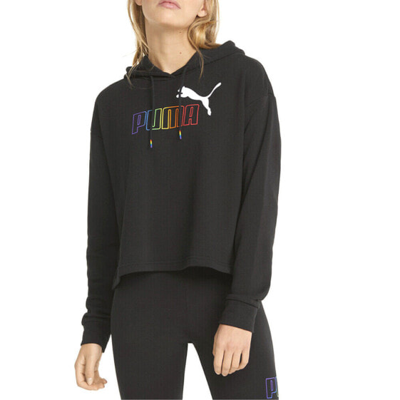 Puma Essentials Cropped Rainbow Pullover Hoodie Womens Black Casual Outerwear 84