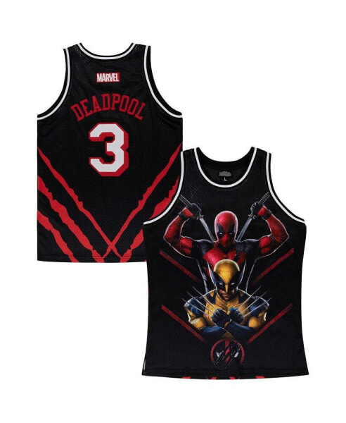 Men's Black Deadpool Wolverine Big Print Basketball Jersey