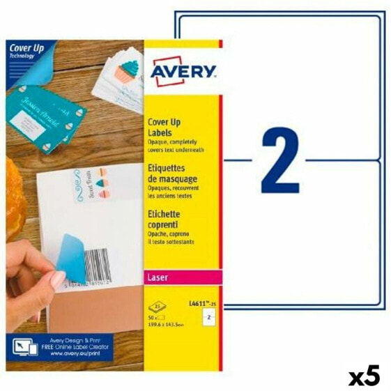 Этикетки для принтера Avery L4611 Белый 25 Листья 199,6 x 143,5 мм (5 штук)