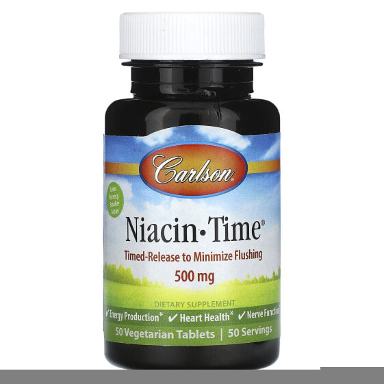 Витамины группы В Carlson Niacin-Time, 500 мг, 100 вегетарианских таблеток
