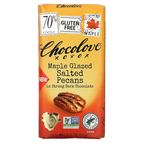 Maple Glazed Salted Pecans in Strong Dark Chocolate, 70% Cocoa, 3.2 oz (90 g)