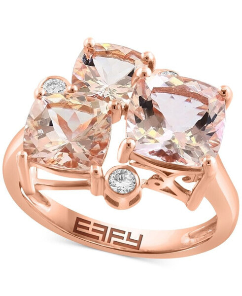 EFFY® Morganite (4 ct. t.w.) & Diamond (1/8 ct. t.w.) Trio Ring in 14k Rose Gold
