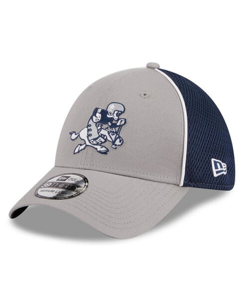 Men's Silver, Navy Dallas Cowboys Pipe Retro Joe 39THIRTY Flex Hat