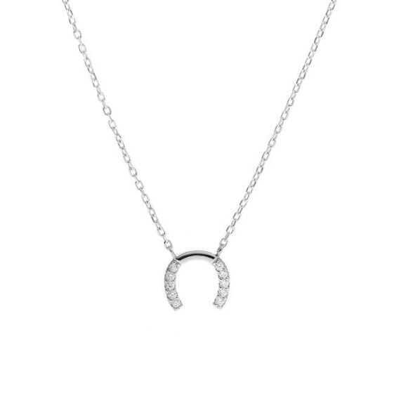 Sparkling Silver Horseshoe Necklace AJNA0021