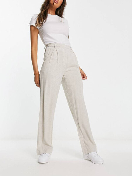 Weekday Lilah linen mix trousers in stone