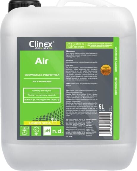 Clinex Skuteczny odświeżacz powietrza rozpylany na powierzchnie CLINEX Air - Lemon Soda 5L Skuteczny odświeżacz powietrza rozpylany na powierzchnie CLINEX Air - Lemon Soda 5L