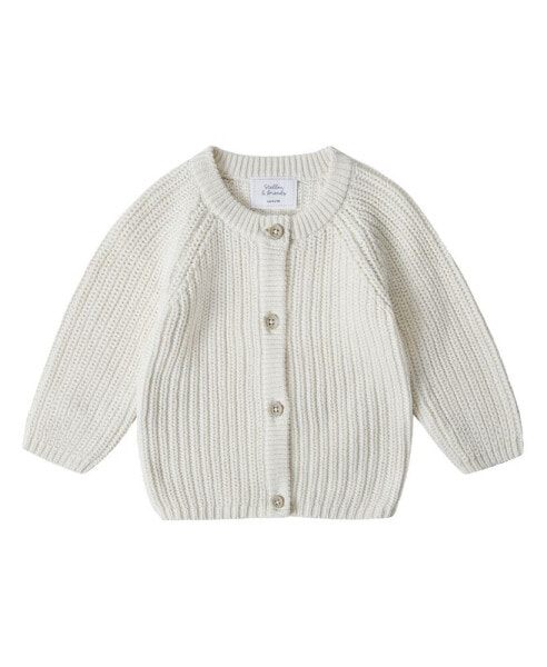 Toddler 100% Cotton Chunky Ribbed Knitted Cardigan Ages 3-4 Years