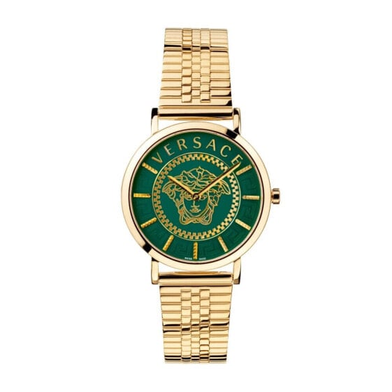 Versace Damen Armbanduhr V-Essential gold, grün 36 mm VEK400921