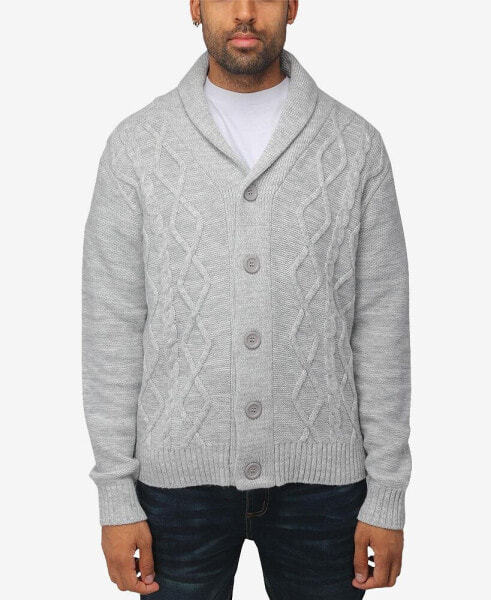 Men's Shawl Collar Cable Knit Cardigan