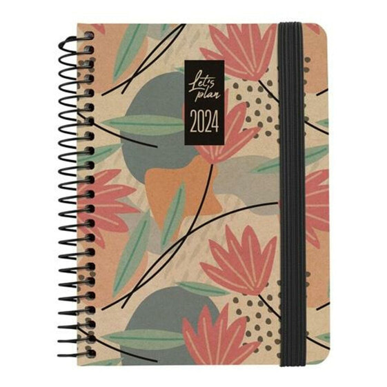 Дневник Grafoplas Nature Коричневый 2024 Цветы A6 10 x 15 см