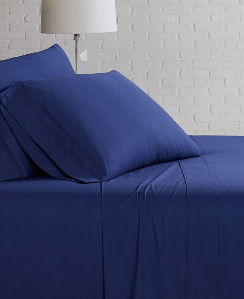 Solid Cotton Percale Full Sheet Set