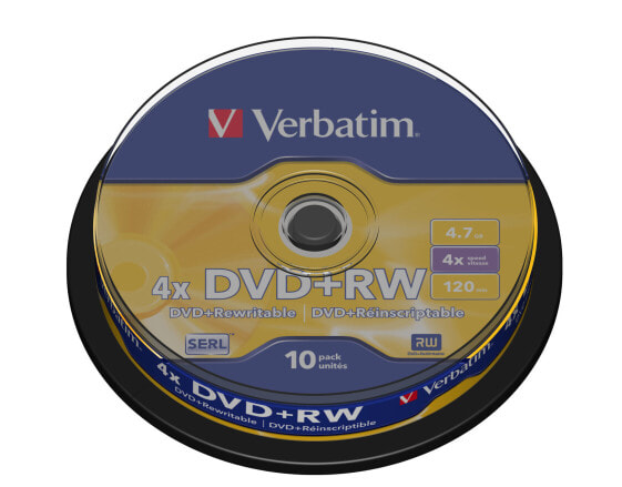 Verbatim DVD+RW Matt Silver - DVD+RW - 120 mm - Cakebox - 10 pc(s) - 4.7 GB