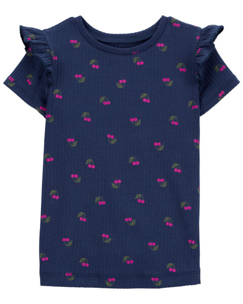 Toddler Navy Cherry Flutter Top 2T