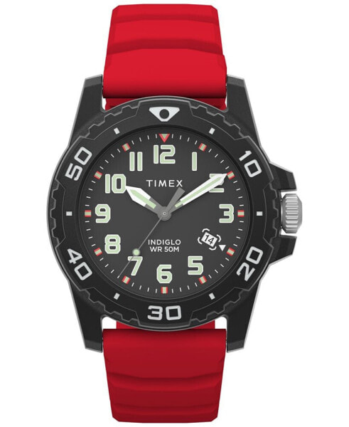 Men's Main Street Quartz Red Silicone Strap 42mm Round Watch