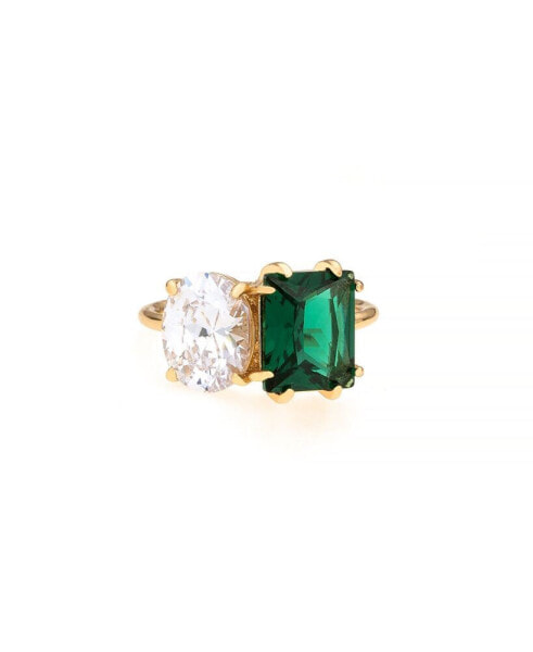 18K Gold Plated Brass Multi Stone Cubic Zirconia Ring