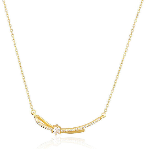 Stylish gold-plated necklace with zircons SVLN0446XH2GO45
