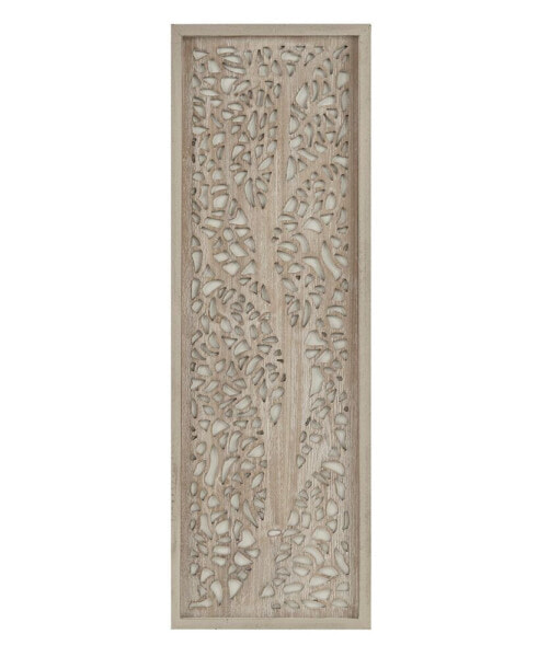 Laurel Branches Carved Wood Panel Wall Decor