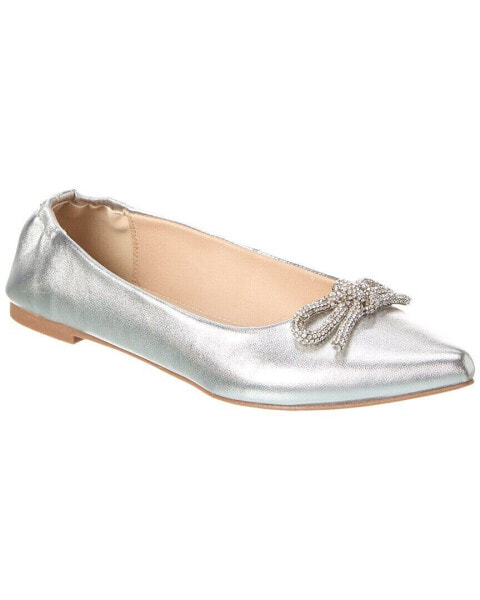 Yosi Samra Vivienne Crystal Bow Leather Flat Women's