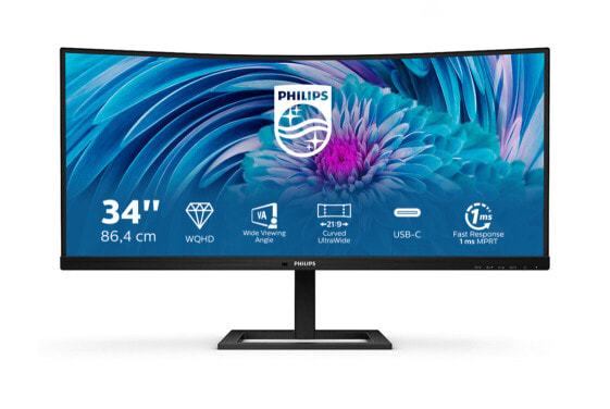 Монитор Philips E Line E2CUAE/00 86.4 см (34") Wide Quad HD+ Black