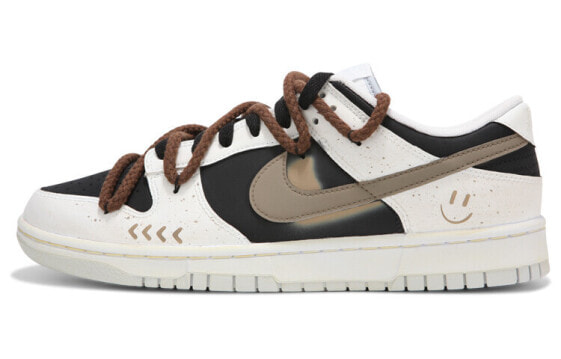 【定制球鞋】 Nike Dunk Low 火心 黑白反转 摩卡 黑影棕 复古做旧 解构绑带 泼墨 低帮 板鞋 男款 棕 / Кроссовки Nike Dunk Low DV0831-101