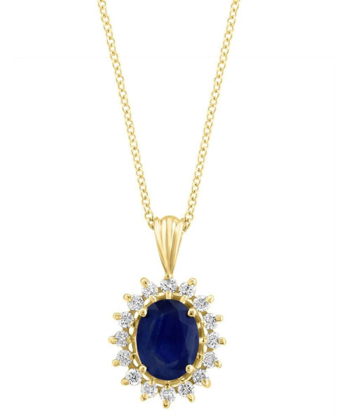 Royalty Inspired by EFFY® Sapphire (1-9/10 ct. t.w.) and Diamond (3/8 ct. t.w.) Oval Pendant in 14k White Gold and 14k Yellow Gold, Created for Macy's (Also available in Emerald)