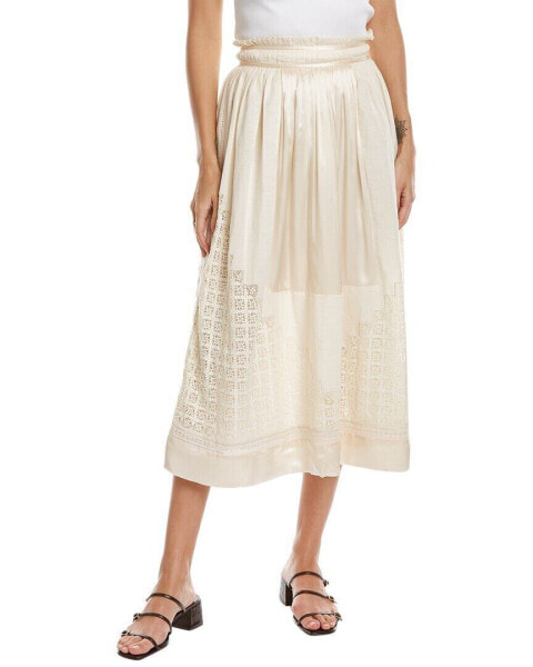 Ulla Johnson Pleated Silk & Linen-Blend Skirt Women's