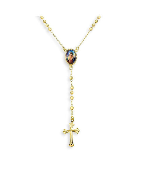 Catholic Christian Prayer Rosario Cross Catholic Virgin Mother Mary Rosary Beads Necklace For Women Teen 18K Gold Plated Brass