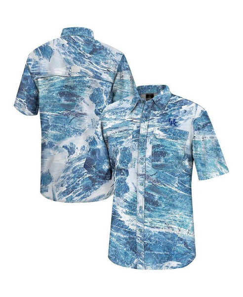 Рубашка Colosseum для рыбалки с полной пуговицей Blue Kentucky Wildcats Realtree Aspect Charter для мужчин