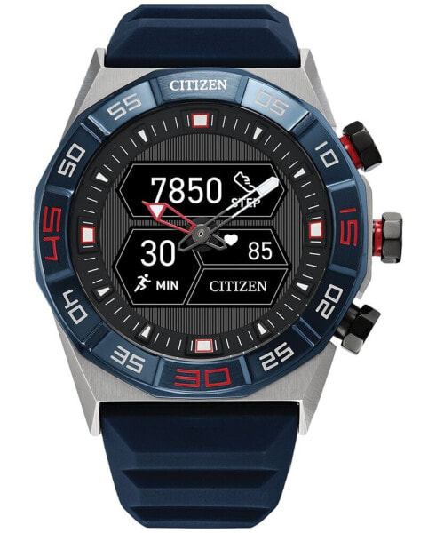 Men's CZ Smart Hybrid Blue Silicone Strap Smart Watch 44mm