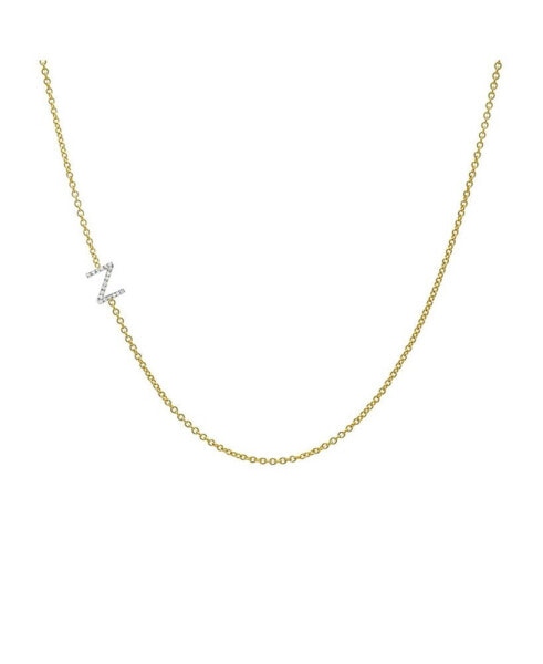 Diamond Asymmetrical Initial 14K Yellow Gold Necklace
