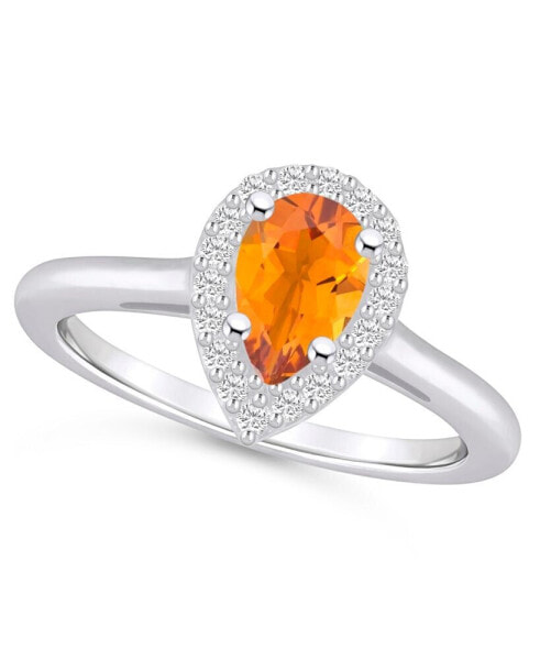 Кольцо Macy's Citrine Diamond Halo 14K White Gold