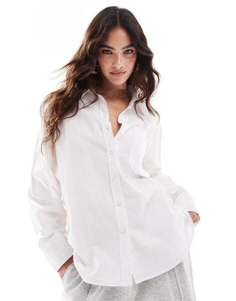 Vero Moda oversized shirt with wide cuff sleeves in white