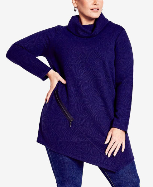 Plus Size Tilly Textured Cowl Neck Tunic Top