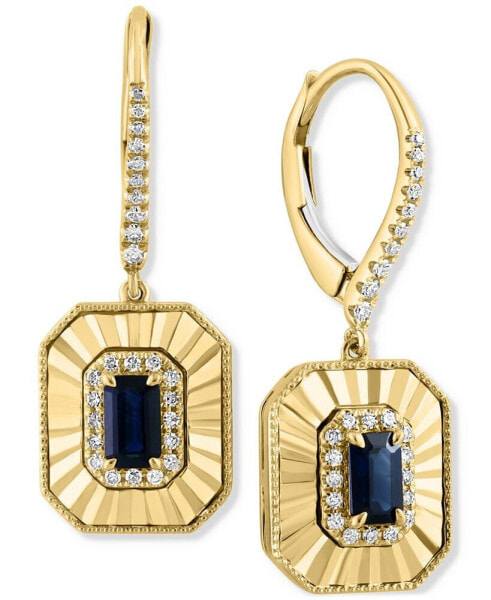 EFFY® Sapphire (3/4 ct. t.w.) & Diamond (1/4 ct. t.w.) Leverback Drop Earrings in 14k Gold