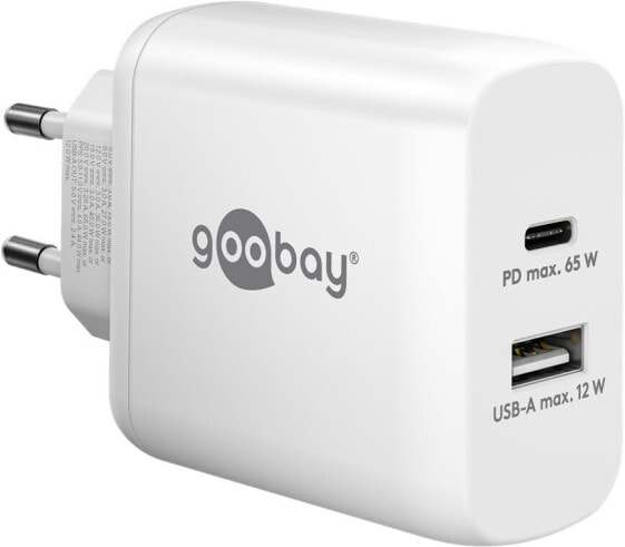 Зарядное устройство Goobay USB-C PD двойное с евро вилкой и USB-A.