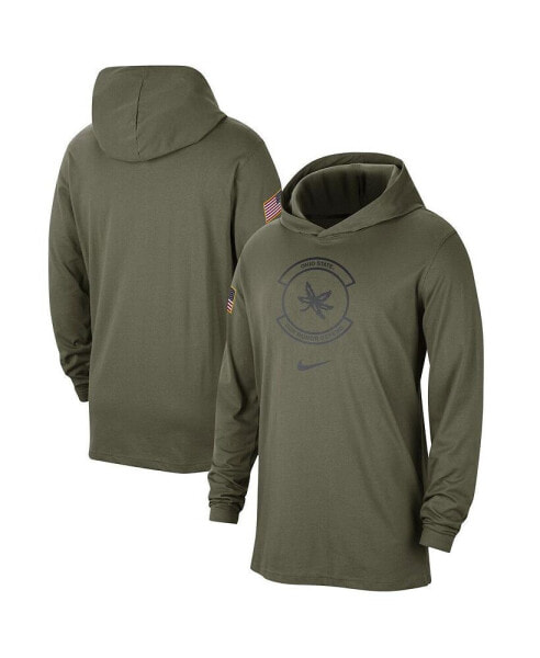 Men's Olive Ohio State Buckeyes Military-Inspired Pack Long Sleeve Hoodie T-shirt