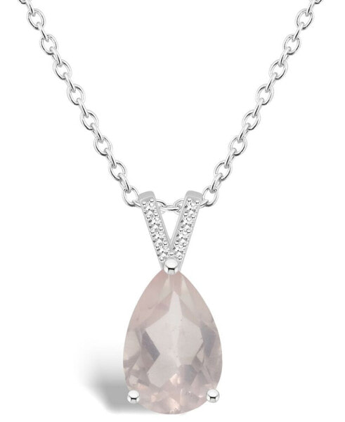 Women's Rose Quartz (2-3/4 ct.t.w.) and Diamond Accent Pendant Necklace in Sterling Silver