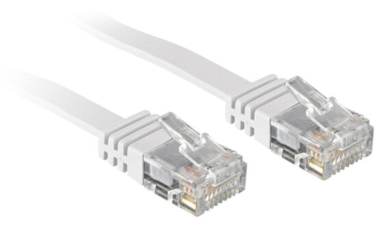 Lindy 0.3m Cat.6 U/UTP Flat Cable - White - 0.3 m - Cat6 - RJ-45 - RJ-45