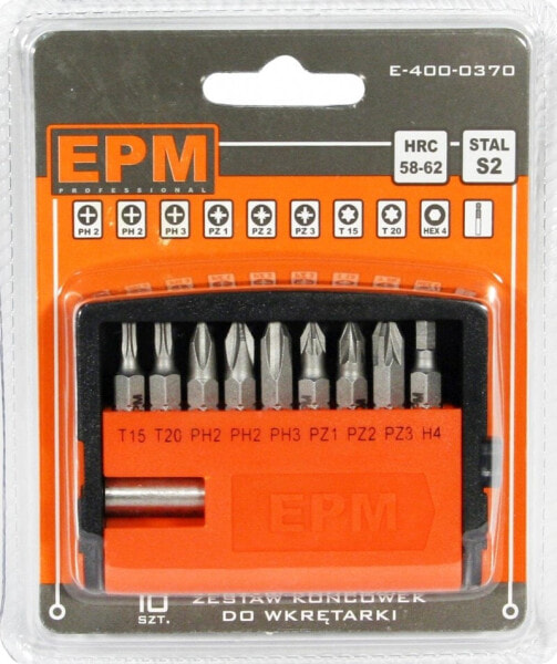 EPM Zestaw końcówek do wkrętarki 9szt. + przedłużka E-400-0370