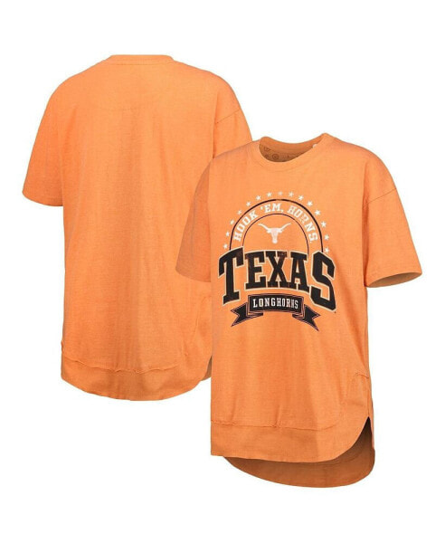 Women's Texas Orange Texas Longhorns Vintage-Like Wash Poncho Captain T-shirt