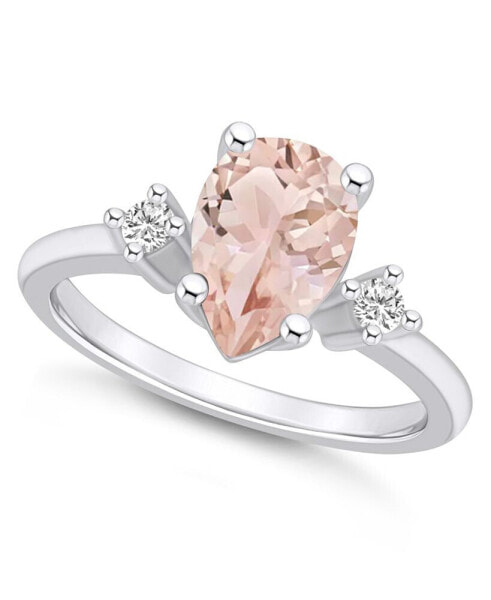 Morganite and Diamond Ring (1-5/8 ct.t.w and 1/10 ct.t.w) 14K White Gold