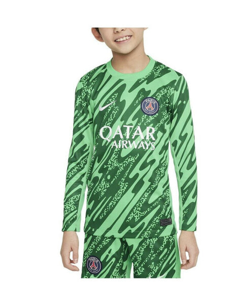 Big Boy's and Girl's Green Paris Saint-Germain 2024/25 Goalkeeper Replica Stadium Long Sleeve Jersey