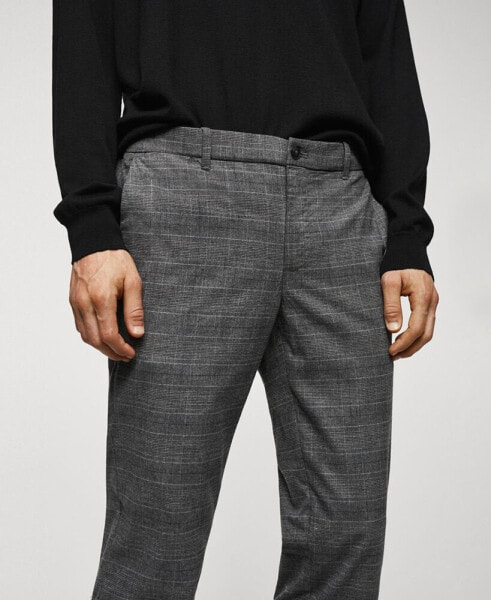 Men's Slim-Fit Cotton Check Trousers