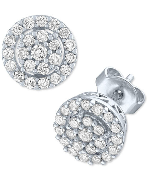 Lab-Created Diamond Halo Cluster Stud Earrings (1/2 ct. t.w.) in Sterling Silver