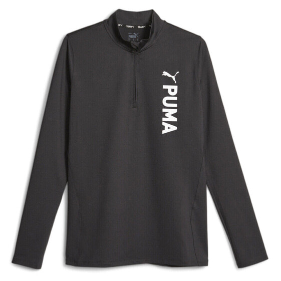 Puma Fit Taped Quarter Zip Pullover Mens Black Casual Tops 52382201