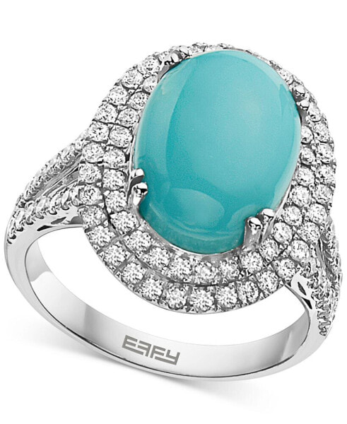 EFFY® Turquoise & Diamond (7/8 ct. t.w.) Halo Ring in 14k White Gold