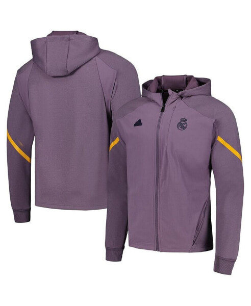 Men's Purple Real Madrid Designed for Gameday Raglan Full-Zip Hoodie Jacket