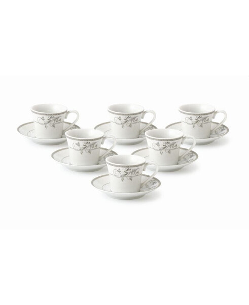 12-pc Espresso Cup & Saucer Set, Service for 6