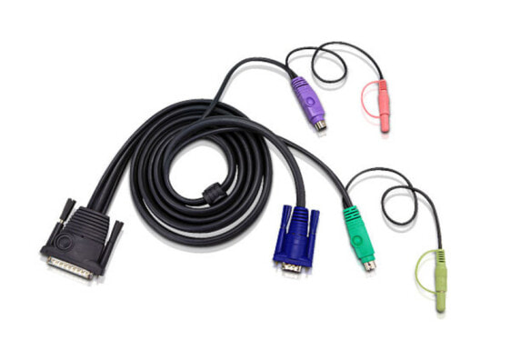 ATEN 16ft PS/2 - 5 m - PS/2 - PS/2 - VGA - Black - 2 x 6 pin mini-DIN (M) - 1 x HDB-15 (M) - 2 x 3.5mm Audio